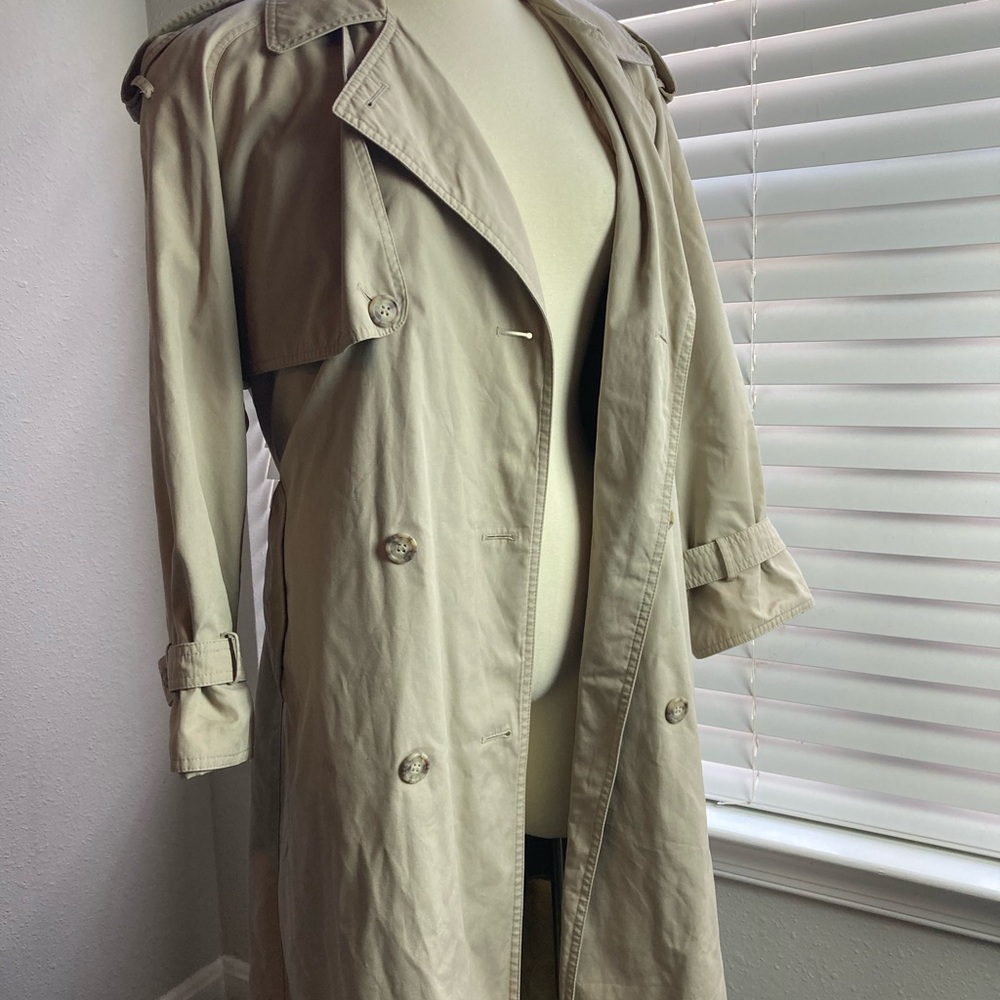 Vintage London Fog Cindy Womens Size 10P  Beige Trench Coat Plaid Liner Remove